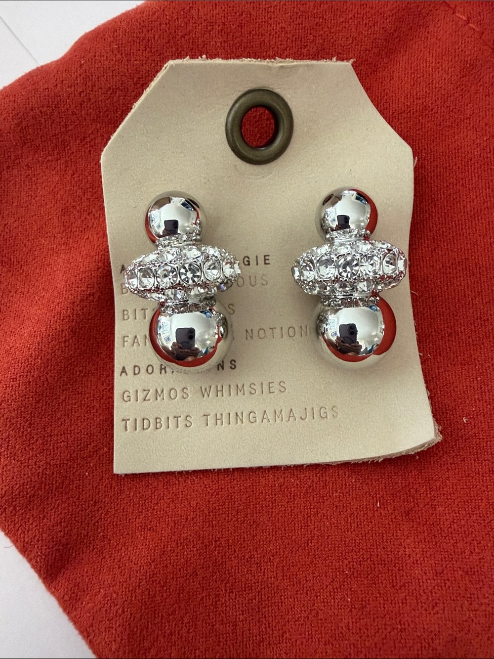 Anthropologie Silver Crystal Orb Drop Earrings